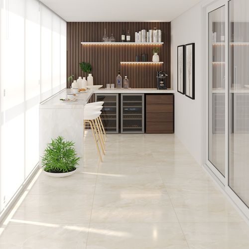 Porcelanato Eucatex Marmi Polido Cristallo Beige 80x80Cm
