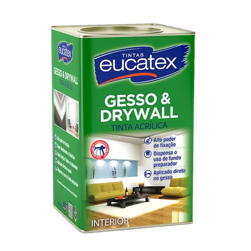 Tinta Acrílica Para Gesso e Drywall Fosca Branca Eucatex 18 L
