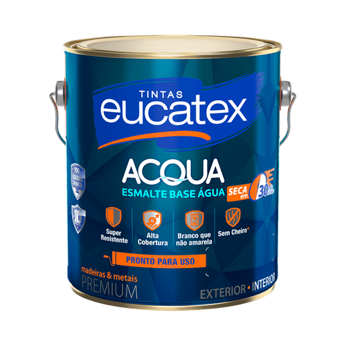 Tinta Esmalte Acqua Base Água Branco Brilhante Eucatex 3,6 L
