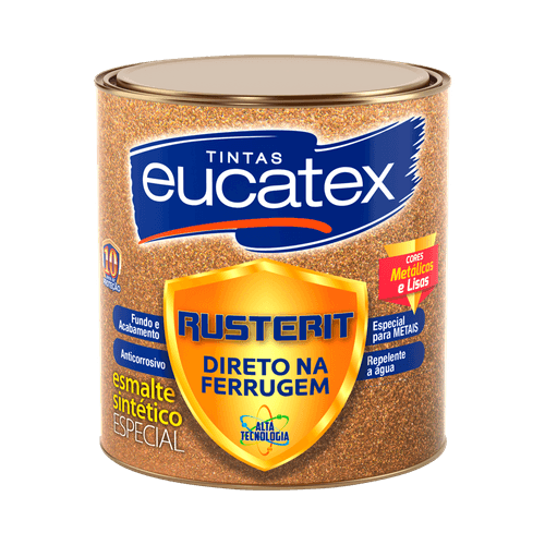 Tinta Esmalte Rusterit Platina Brilhante Base Solvente Eucatex 900 ml