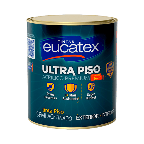 Tinta Acrílica Eucatex Ultra Piso Cinza Escuro Semiacetinada 900 ml