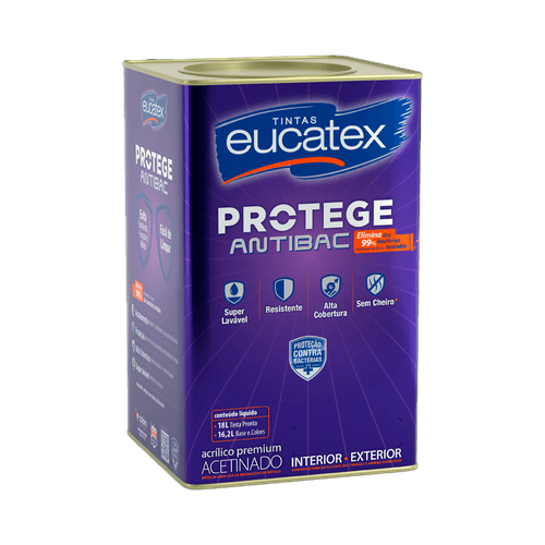 Tinta Acrílica Branca Acetinada Protege Antibac Eucatex 18 L