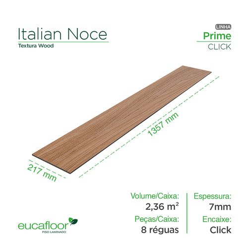Piso Laminado Eucafloor Prime Click Italian Noce 135,7 x 21,7 cm