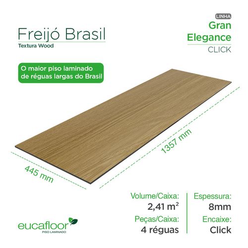 Piso Laminado Eucafloor Gran Elegance Click Freijó Brasil