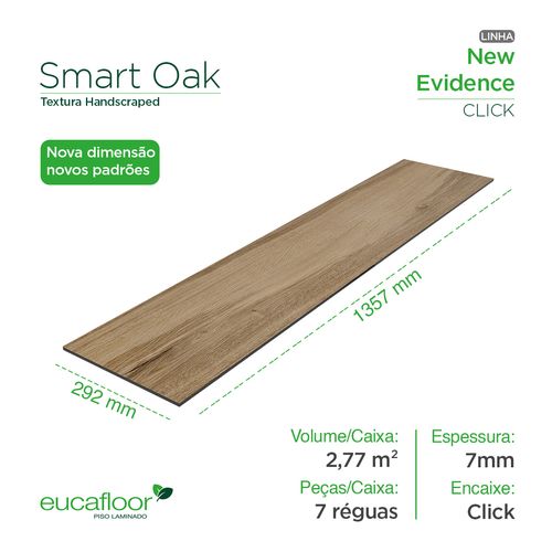 Piso Laminado Eucafloor New Evidence Click Smart Oak 135,7 x 29,2 cm